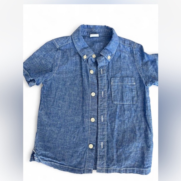 Boys Baby GAP blue linen blend shirt size 3 - like new - Picture 1 of 4